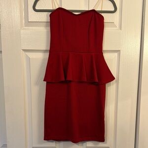 dELiA*s Red Peplum Sheath Mini Dress Sweetheart Neckline